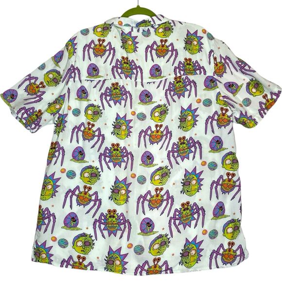 H&M Rick & Morty Button Up Shirt Mens M Cartoon Gothic‎ Novelty Vacation Kidcore - Picture 3 of 8